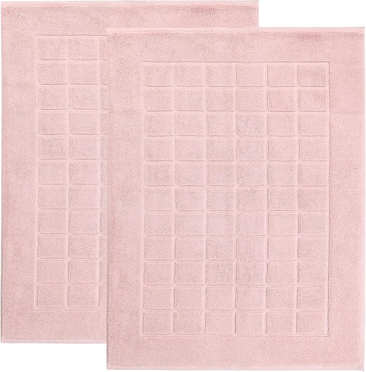 Superior 100% Cotton Bathmat Set, Bath Mats, Bathroom Decor, Shower, Bathtub Essentials, Home Accessories, Small Washable Rug, No Backing, Heavyweight, Nora Collection, Set of 2, 22" x 35", Tea Rose