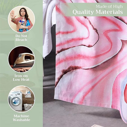 Maison d' Hermine Shower Curtain 100% Cotton One Panel 70"x72" Washable Fabric Shower Curtains for Bathroom, Easy Hanging with 12 Button Holes - Spa Easter Gifts (Pale Garden - Sweet Marbles)