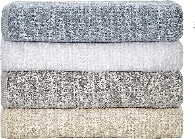 Nautica – Bathroom Towels, Soft Waffle Texture Washcloth, Bath & Hand Towels, Quick Dry & Highly Absorbent Cotton, Set of 8, College Dorm Room Essentials (Oasis Beige)