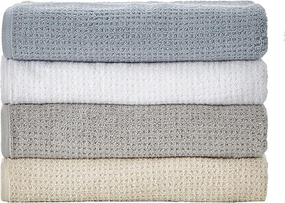 Nautica – Bathroom Towels, Soft Waffle Texture Washcloth, Bath & Hand Towels, Quick Dry & Highly Absorbent Cotton, Set of 8, College Dorm Room Essentials (Oasis Beige)