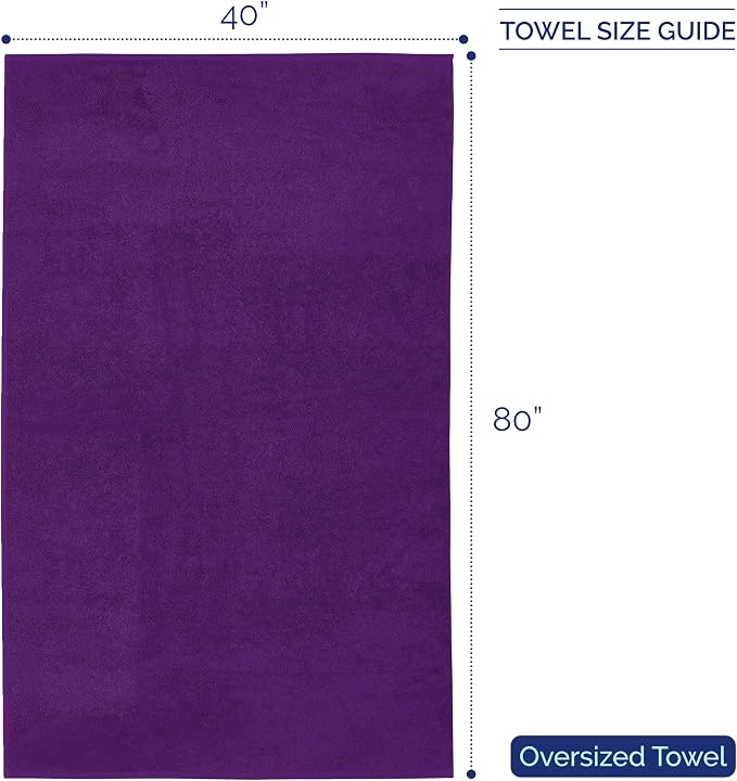 Elegant Comfort Premium Super Soft Highly Absorbent 1 Piece Oversized Bath Sheet - 40" x 80" inch, Luxurious Hotel Spa Quality 100% Turkish Cotton Extra Large Bath Towels for Adults, Purple