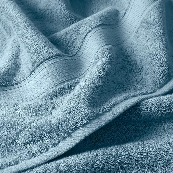 SUPERIOR Egyptian Cotton Ultra Plush & Absorbent, 6 Piece Set, Denim Blue | Quick Dry, Soft Luxury Towel Set, Bath Essentials, Guest Bath, Spa, 2 Bath, 2 Hand, 2 Face Towels, Madeline Towels