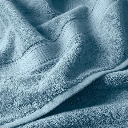 SUPERIOR Egyptian Cotton Ultra Plush & Absorbent, 12 Piece Set, Denim Blue | Heavyweight 12 Pc Egyptian Cotton Towel Set Includes 4 Bath Towels 4 Hand Towels 4 Washcloths Decorative Rope Border