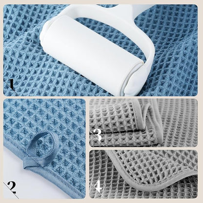 POLYTE 430 GSM Poly Blend Microfiber Quick Dry Waffle Bath Towel, 30x60 in | 4 Pack, Oversize, Lint Free, Body Towel