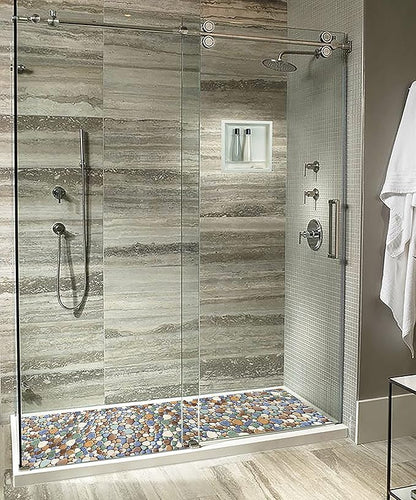 Matte Pebble Tiles for Shower Floor Mosaic Tile for Bathroom Wall Backsplash Floor Non Slip [5 Sheets]