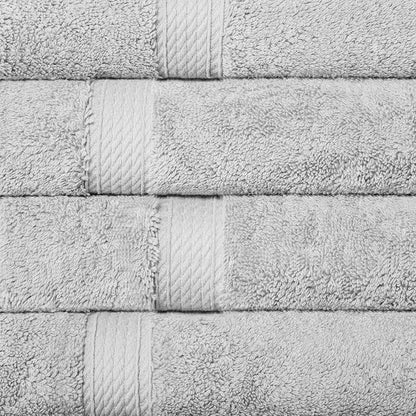 SUPERIOR Egyptian Cotton Plush & Absorbent, Hand Towel Set of 4, Silver | Quick Dry, Soft Luxury Towel Set, Bath Essentials for Bathroom, Guest Bath, Spa, 4 Piece Set, Madeline Towels