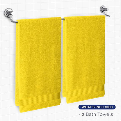 Elegant Comfort Premium Turkish Cotton 2 Pack Bath Towel Set - 27 x 54 inch, Luxurious Hotel Spa Quality 100% Turkish Cotton 2PC Bath Towel Set - Highly Absorbent - Soft Bathroom Towels, Yellow