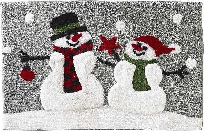 SKL Home Christmas Woodland Winter Snowman Bath Rug, 20" x 30", Multi | Ultra-plush & absorbent. Anti-slip Latex backing. Great for the bathroom, kitchen & more. Machine washable.