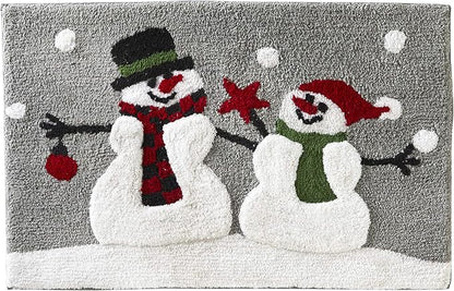 SKL Home Christmas Woodland Winter Snowman Bath Rug, 20" x 30", Multi | Ultra-plush & absorbent. Anti-slip Latex backing. Great for the bathroom, kitchen & more. Machine washable.