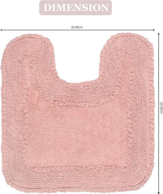 Home Weavers Radiant Collection 100% Cotton Bathroom Rugs Set, Washable Rug, Soft Cotton Extra Soft and Absorbent Bath Rug, Kitchen Mat, Bath Mat Set, Bath Floor Mat Non Slip, 20"x20" Contour, Pink