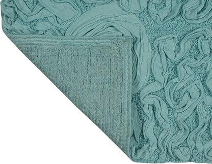 Home Weavers Bell Flower Toilet Tank Lid Cover – 10"x22", 100% Cotton, Tufted, Soft & Absorbent, Non-Slip, Machine Washable Bathroom Décor, Turquoise