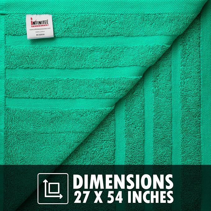 Infinitee Xclusives 100% Ring-Spun Cotton Bath Towels for Bathroom - Pack 2 | Luxury Super Soft, Absorbent & Quick-Drying |27x54 inches| Large Bathroom Towels Set |600 GSM| Gym, Shower, Spa & Hotel Use
