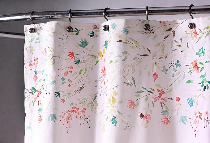 Maison d' Hermine Shower Curtain 100% Cotton One Panel 70"x72" Washable Fabric Shower Curtains for Bathroom, Easy Hanging with 12 Button Holes - Home Hotel Spa Easter Gifts (Colmar)