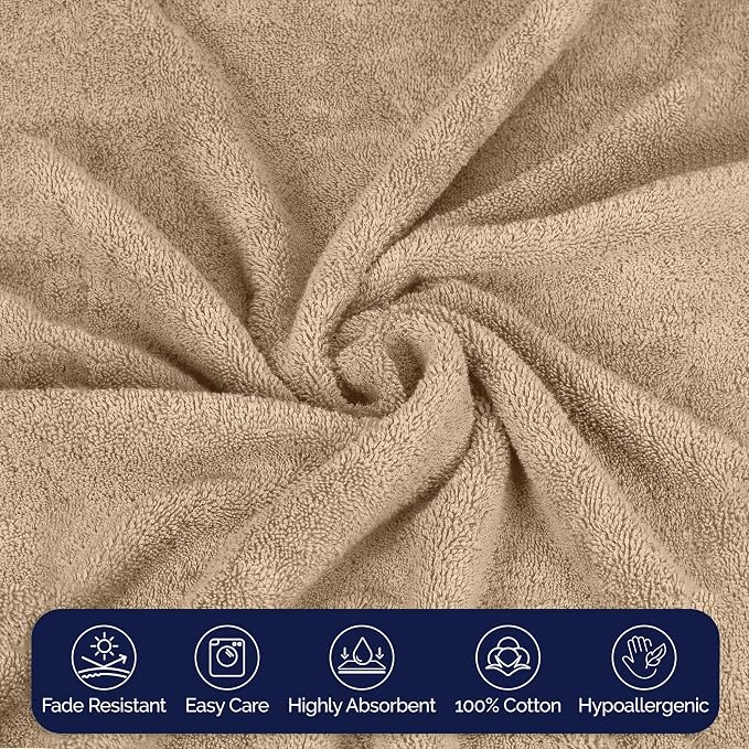 Elegant Comfort Premium Turkish Cotton 1 Piece Jumbo Bath Towel - 35 x 70 inch, Luxurious Hotel Spa Quality 100% Turkish Cotton Large Bath Towel - Highly Absorbent - Soft Bathroom Towel, Taupe