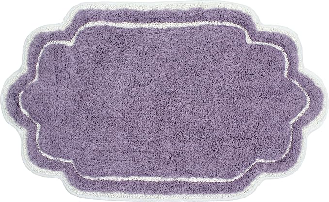Home Weavers Allure Collection 100% Cotton Tufted Bathroom Rug, Soft and Absorbent Bath Rugs, Non-Slip Bath Carpet, Machine Wash Dry Bath Mats for Bathroom Floor, 24"x40" Bath Rug, Purple
