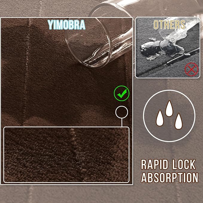 Yimobra Bathroom Runner Rugs 72"x24" Non Slip Washable Memory Foam Bath Mat, Super Soft Water Absorbent Hallway Carpet for Vanity Tub Shower, Brown