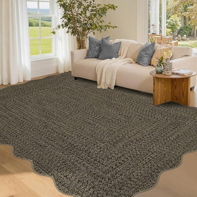 Imitation Braided Collection-Print 3x5 Entryway Rug Washable Bedroom Rugs with Non Slip Rubber Backing, Farmhouse Soft Low Pile Rustic Accent Rug for Entrance Living Room Home Decor