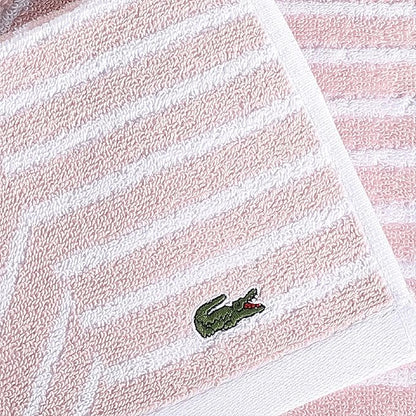 Lacoste Guethary Striped Towel – 100% Cotton, Reversible Modern Geometric Design, Soft & Absorbent, Durable & Lightweight, Machine Washable – Light Pink, 30"x54" Bath Towel