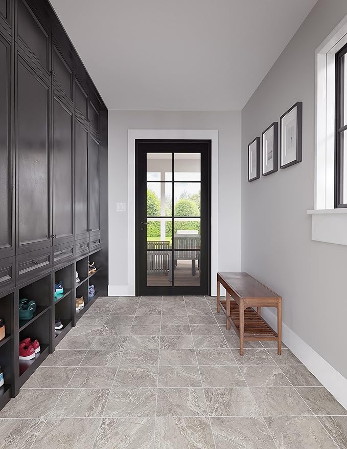 Daltile Perpetuo 12" x 12" Porcelain Marble Look Wall & Floor Tile in Matte Eternal Grey (13 pieces per carton) (12.22 sqft per carton)