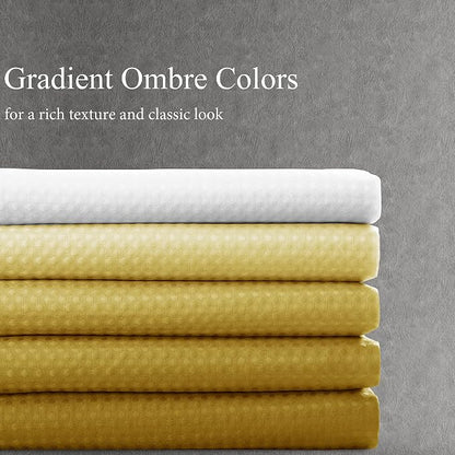 Shower Curtain 72 inches Long 6FT for Bathroom 1 Panel Gold | Ombre Waffle, Shower Curtains with Hook, Water Repellent, Boho Farmhouse, Simple Modern Bath Decor, 72x72