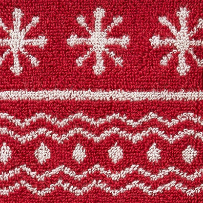 SKL Home Winter/Christmas Fair Isle Hand Towel Set-2pc, 100% Cotton, Red | 500 GSM. Soft & absorbent. Reversible jacquard pattern. Great for the bathroom, kitchen or bar & holiday gifting.