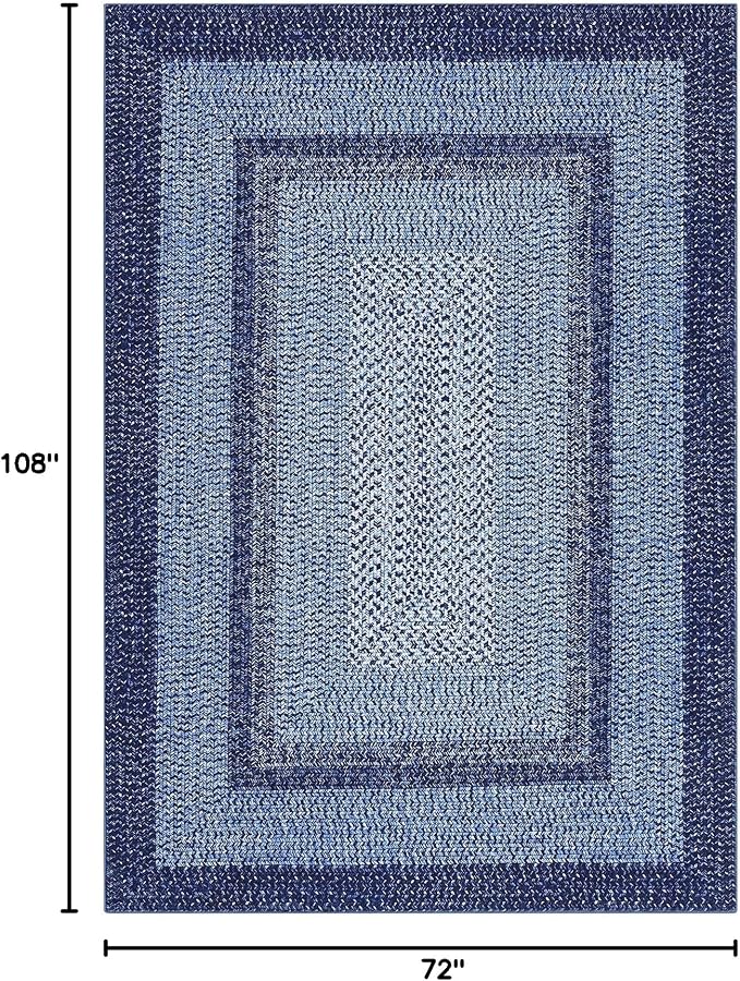 Washable Area Rug 6x9 Rug for Living Room Modern Area Rug for Bedroom Decor Blue Rug Geometric Area Rugs Non Slip Throw Rugs Stain Resistant Carpet for Nursery Dining Room 6'x9' Navy Blue