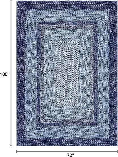 Washable Area Rug 6x9 Rug for Living Room Modern Area Rug for Bedroom Decor Blue Rug Geometric Area Rugs Non Slip Throw Rugs Stain Resistant Carpet for Nursery Dining Room 6'x9' Navy Blue