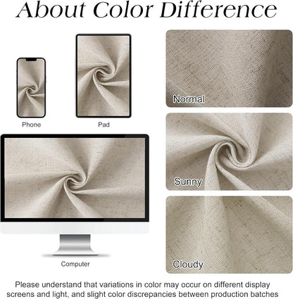 Apricot Linen Shower Curtain, Cloth Textured Fabric Shower Curtain Set with Hooks, Simple Elegant Modern Farmhouse Country Ultra Thick Bath Curtains for Bathroom,Water Repellent,72x80
