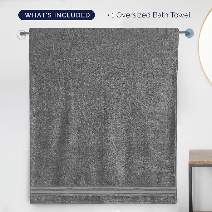 Elegant Comfort Premium Super Soft Highly Absorbent 1 Piece Oversized Bath Sheet - 40" x 80" inch, Luxurious Hotel Spa Quality 100% Turkish Cotton Extra Large Bath Towels for Adults, Grey