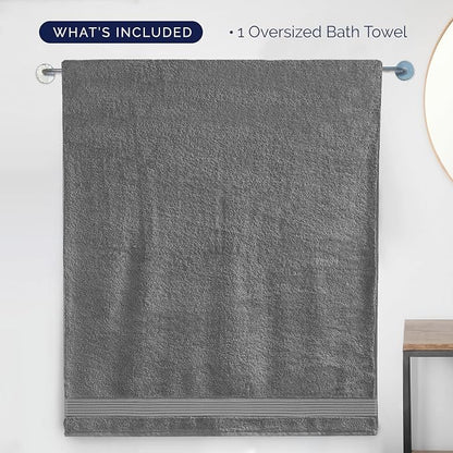 Elegant Comfort Premium Super Soft Highly Absorbent 1 Piece Oversized Bath Sheet - 40" x 80" inch, Luxurious Hotel Spa Quality 100% Turkish Cotton Extra Large Bath Towels for Adults, Grey