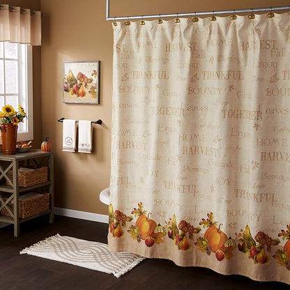 SKL Home Fall/Thanksgiving Give Thanks/Home Hand Towel Set-2pc, Natural | 100% Cotton. Soft, decorative velour with embroidery. For use in the bathroom, kitchen or bar & gifting.