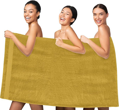 Elegant Comfort Premium Turkish Cotton 1 Piece Jumbo Bath Towel - 35 x 70 inch, Luxurious Hotel Spa Quality 100% Turkish Cotton Large Bath Towel - Highly Absorbent - Soft Bathroom Towel, Gold