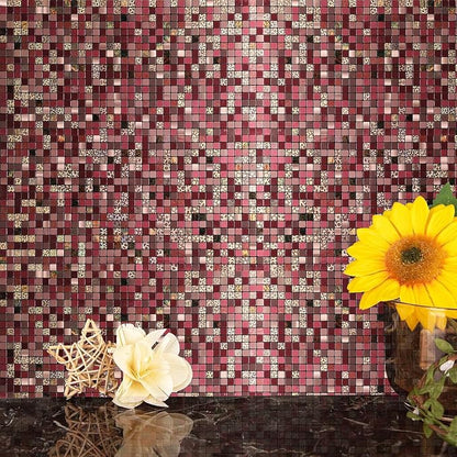10 Sheets Peel and Stick Backsplash Tile for Kitchen, Self Adhesive wall Tiles, Stick on Bathroom Vanities, Fireplace Decor, Laundry Table (Red Mixed)