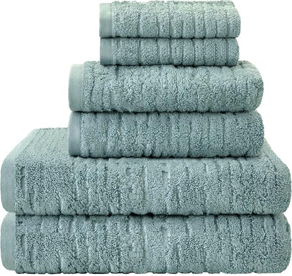 SKL Home CloudSoft Bath Towel Set, 6-Piece, 100% Cotton Luxury, Teal | 2 Bath towels, 2 hand towels, 2 washcloths. Premium spa-level quality. 600/520 GSM weight. Ultra plush & absorbent.