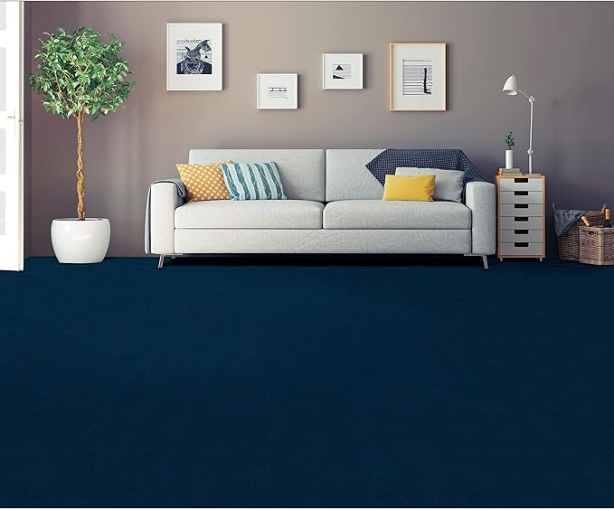Nexus Self Adhesive 12-Inch Carpet Floor Tiles, 12 Tiles - 12" x 12", Navy Blue - Peel & Stick, DIY Flooring for Kitchen, Dining Room, Bedrooms & Bathrooms by Achim Home Decor