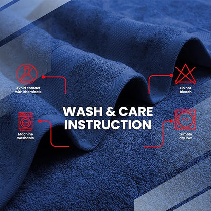 Infinitee Xclusives Luxury 100% Ring-Spun Cotton Bath Towels Set of 4 (27x54 inches) – Soft, Absorbent & Quick-Drying Towels for Bathroom, Gym, Spa & Hotel Use (Tranquil Navy, Bath Towels)