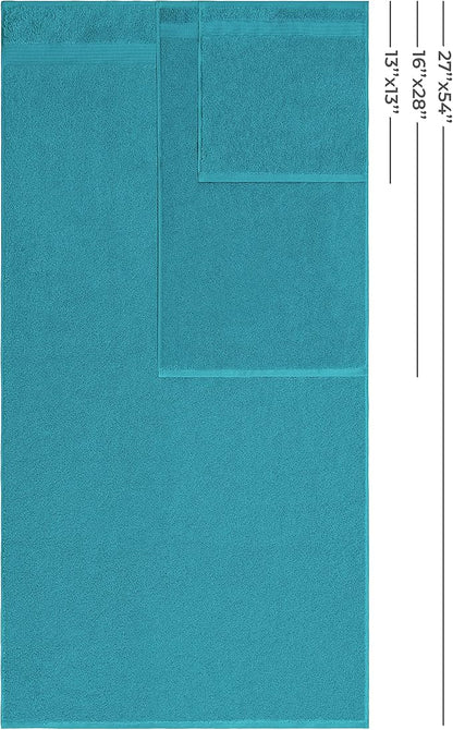 American Veteran Towel, 100% Cotton Turkish 6 Piece Towel Set Luxury Towels Set of 6 for Bathroom Essentials 2 Bath Towels 2 Hand Towels 2 Washcloths, Aqua Blue
