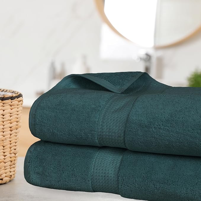 SUPERIOR Egyptian Cotton Pile Heavyweight Bath Sheet, 2 Piece Set, Teal | Highly Absorbent, Ultra Soft Luxury 800 GSM Towel Set for Bathroom, Shower, Hotel Essentials Oversize Plush Madeline Towels