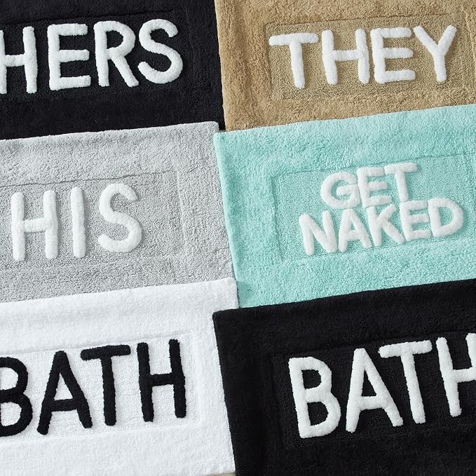 Cotton 2-Piece Bath Rug Set - Soft Cotton Bath Mat - Bathroom Decor - Water Absorbent and Machine Washable - Measures 20"x32" - His & Hers - White