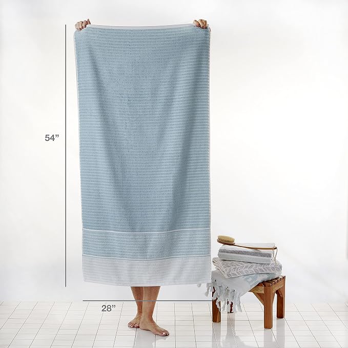 SKL Home Planet Ombre Bath Towel, 100% Turkish Cotton, Aqua | 600 GSM weight. Spa-level quality. Soft & absorbent textured jacquard.