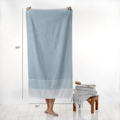 SKL Home Planet Ombre Bath Towel, 100% Turkish Cotton, Aqua | 600 GSM weight. Spa-level quality. Soft & absorbent textured jacquard.