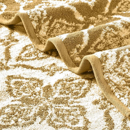 Modern Threads Amaris 6-Piece Reversible Yarn Dyed Jacquard Towel Set - Bath Towels, Hand Towels, & Washcloths - Super Absorbent & Quick Dry - 100% Combed Cotton, Gold