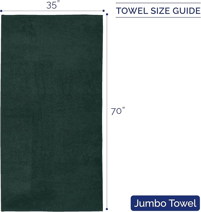Elegant Comfort Premium Turkish Cotton 1 Piece Jumbo Bath Towel - 35 x 70 inch, Luxurious Hotel Spa Quality 100% Turkish Cotton Large Bath Towel - Highly Absorbent - Soft Bathroom Towel, Hunter Green