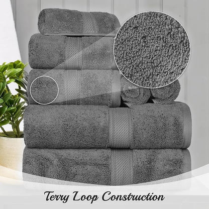 SUPERIOR Egyptian Cotton Plush & Absorbent, Bath Towel Set of 2, Charcoal | Quick Dry, Soft Luxury Towel Set, Bath Essentials for Bathroom, Guest Bath, Spa, 2 Piece Bath, Madeline Towels