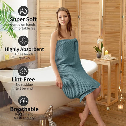 MICROFI New Microfiber Waffle Bath Towels, 2 Pieces, Oversized, Soft, Absorbent, Fast Drying, Lint Free 430 GSM (30''x60''/76cm x 152cm)