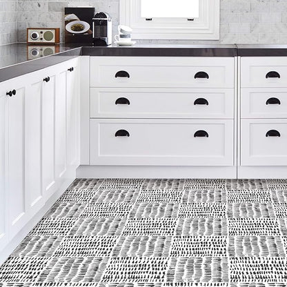 FloorPops FP2945 Noleby Peel & Stick Floor Tiles, Black