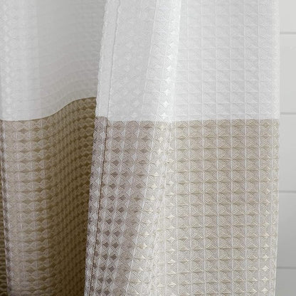 Dainty Home Bathroom 3D Textured Bath Ombre Waffle Shower Curtain Set with 12 Roller Ball Hooks, 70x72 Water Resistant Polyester Fabric. Washable, Durable, Perfect Stylish Shower Curtain Decor