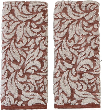SKL Home Renan Hand Towel Set-2pc, 100% Turkish Cotton, Clay Oxford | 600 GSM weight. Spa-level quality. Soft & absorbent, textured jacquard. For the bathroom, kitchen, bar or any sink space.