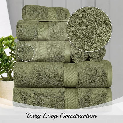 SUPERIOR Egyptian Cotton Pile Plush Bath Sheet, 2 Piece Set, Forest Green | Highly Absorbent, Ultra Soft Luxury 800 GSM Towel Set for Bathroom, Shower, Hotel Essentials Oversize Plush Madeline Towels