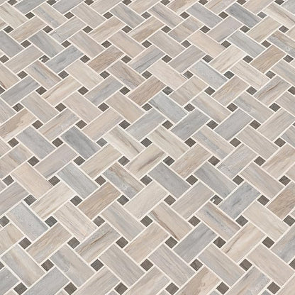MSI Angora 12 in. x 12 in. Polished Marble Basketweave Tile Mesh-Mounted Mosaic for Kitchen Backsplash, Bathroom, Accent Walls & Shower